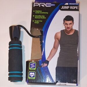 Weighted Pro Strength Jump Rope with Blue Accents